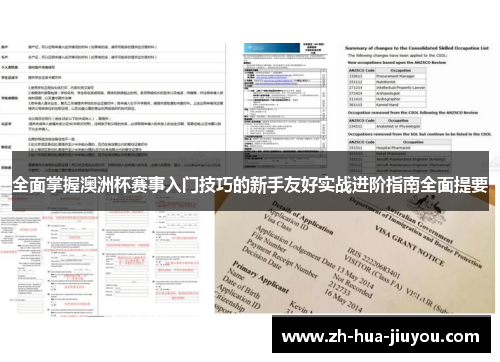 全面掌握澳洲杯赛事入门技巧的新手友好实战进阶指南全面提要